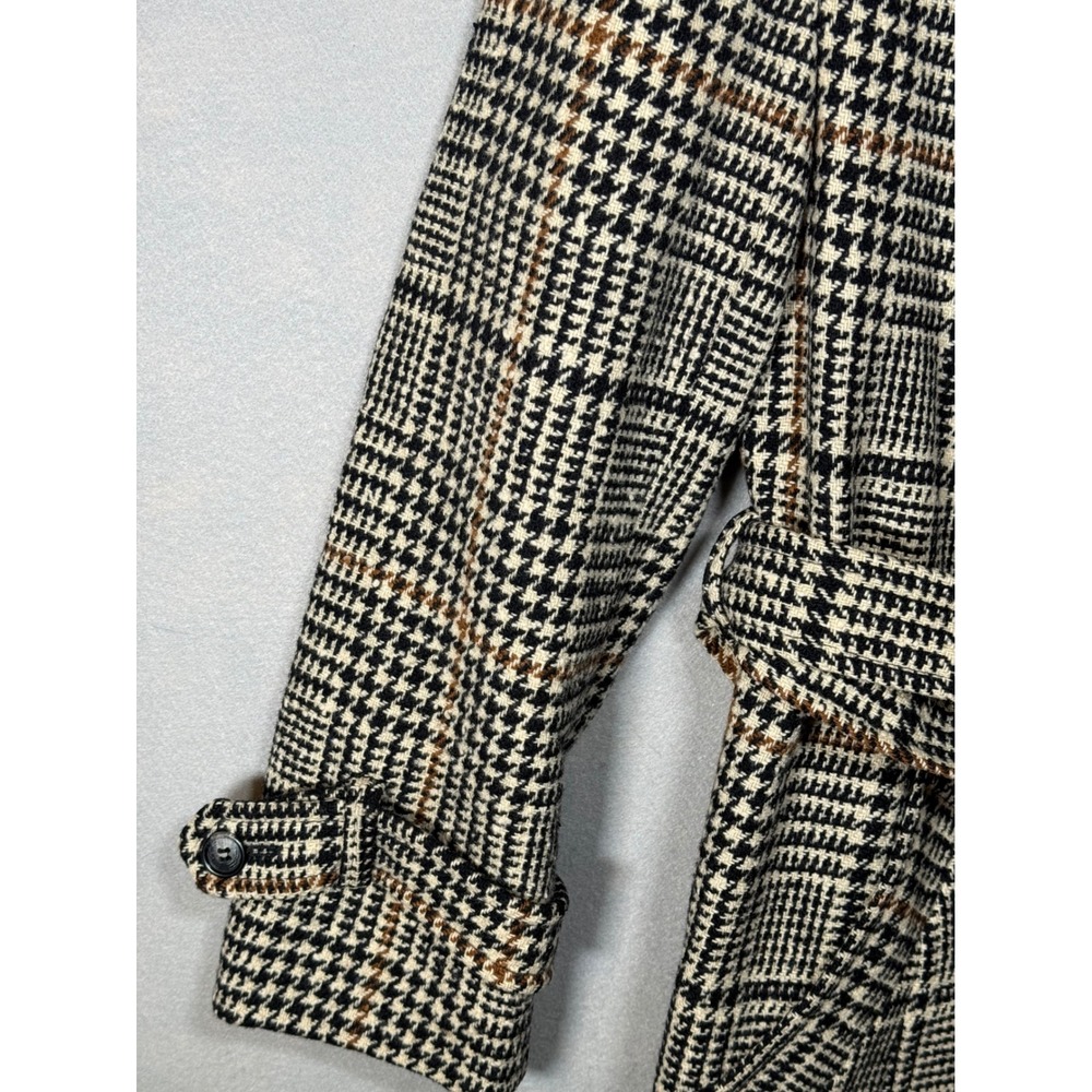 Vintage Pendleton Wool Trench Coat Houndstooth Glen Plaid Double Breasted Belted - Picture 5 of 16